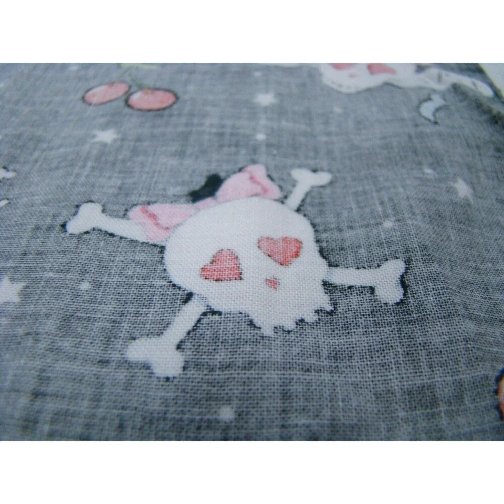Snuggle Skull Fabric Piece Alexander Henry 11 x 44in Valentine Hearts Bones Goth
